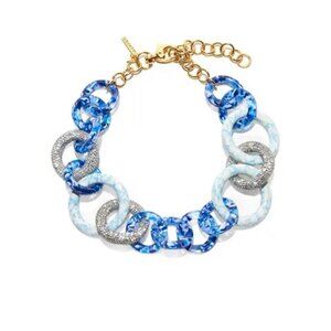 Lele Sadoughi Blue Marble Crystal Triple Hoop Necklace